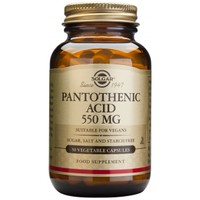 Solgar Pantothenic Acid 550mg 50caps - Συμπλήρωμα Διατροφής Παντοθενικού Οξέος (Βιταμίνης Β5) για Μείωση της Κούρασης, Κόπωσης & Ενέργεια