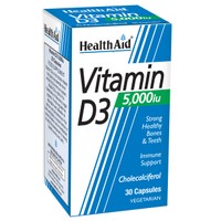 Health Aid Vitamin D3 - 5000iu 30caps - Συμπλήρωμα Διατροφής, Ιδανικό για Όσους δεν Εκτίθενται Αρκετά στον Ήλιο