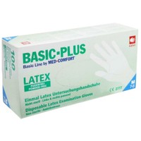 Alfacare Med Comfort Basic-Plus Disposable Latex Examination Gloves Powder Free 100 Τεμάχια - Medium - Γάντια Λάτεξ Μίας Χρήσης Χωρίς Πούδρα σε Λευκό Χρώμα