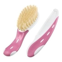 Nuk Set Baby Brush & Comb 1 Τεμάχιο - Ροζ - Βρεφική Βούρτσα από Μαλακή 100% Φυσική Τρίχα & Χτένα Μαλλιών για Καθημερινή Περιποίηση