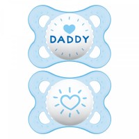 Mam I Love Mummy & Daddy 2-6m 2 Τεμάχια, Κωδ 115S - Γαλάζιο / Γαλάζιο - Ορθοδοντική Πιπίλα Σιλικόνης