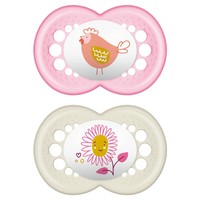 Mam Original Latex Soother 16m+ Κωδ 251L 2 Τεμάχια - Ροζ/ Λευκό - Ορθοδοντική Πιπίλα με Θηλή από Φυσικό Καουτσούκ