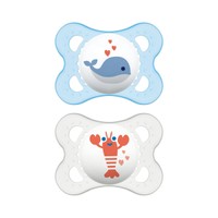 Mam Original Silicone Soother 2-6m 2 Τεμάχια, Κωδ 100S - Γαλάζιο / Διάφανο - Ορθοδοντική Πιπίλα Σιλικόνης με Θήκη Μεταφοράς