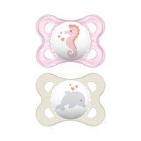 Mam Original Silicone Soother 2-6m 2 Τεμάχια, Κωδ 100S - Ροζ / Λευκό - Ορθοδοντική Πιπίλα Σιλικόνης με Θήκη Μεταφοράς