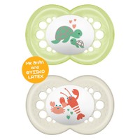 Mam Original Latex Soother 16m+ Κωδ 251L 2 Τεμάχια - Πράσινο/ Λευκό - Ορθοδοντική Πιπίλα με Θηλή από Φυσικό Καουτσούκ