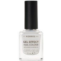 Korres Gel Effect Nail Colour 11ml - 02 Porcelain White - Βερνίκι Νυχιών με Αμυγδαλέλαιο για Έντονη Λάμψη & Μεγάλη Διάρκεια
