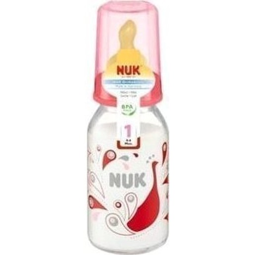 Nuk Classic Πλαστικό Μπιμπερό με Θηλή Καουτσούκ Μεγέθους 1 (0-6 Μηνών) Medium Οπή για Γάλα110ml Nuk Classic Πλαστικό Μπιμπερό με Θηλή Καουτσούκ Μεγέθους 1 (0-6 Μηνών) Medium Οπή για Γάλα110ml