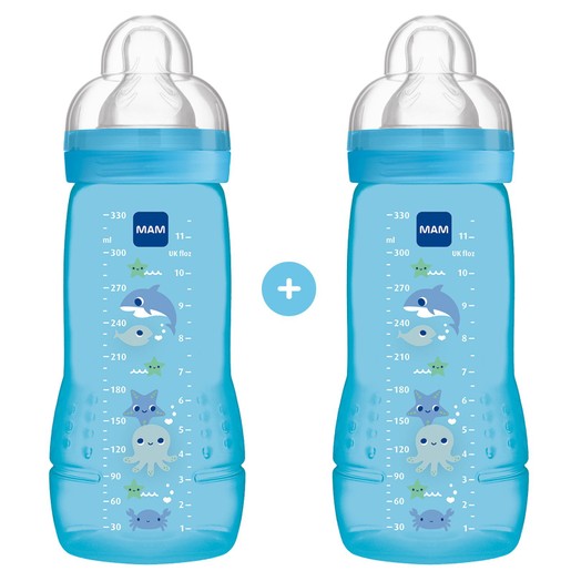 Mam Promo Easy Active Baby Bottle Fairy Tale 4m+, 2x330ml, Κωδ 365S - Μπλε
