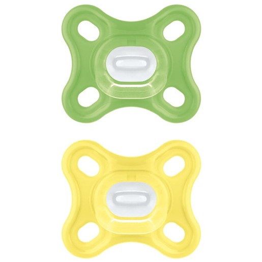 Mam Comfort Silicone Soother 0-2m 2 Τεμάχια, Κωδ 126S - Κίτρινο / Πράσινο