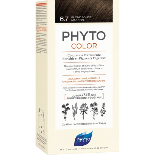 Phyto Permanent Hair Color Kit 1 Τεμάχιο - 6.7 Ξανθό Σκούρο Σοκολατί