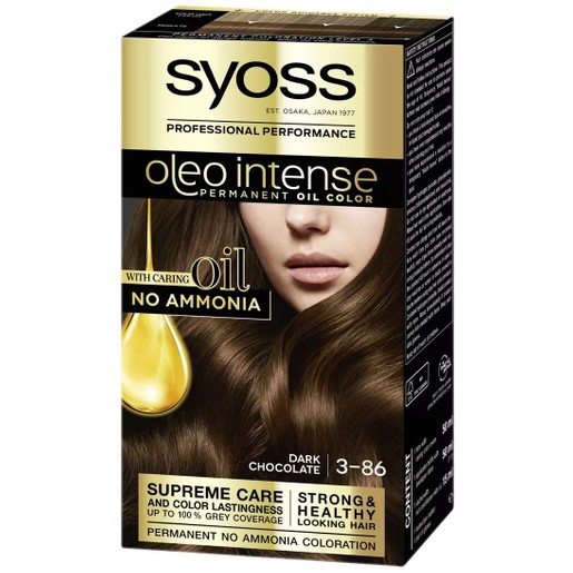 Syoss Oleo Intense Permanent Oil Hair Color Kit 1 Τεμάχιο - 3-86 Σκούρο Σοκολατί