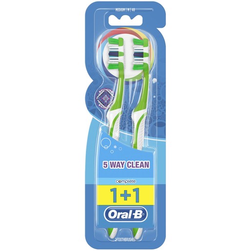 Oral-B Complete 5 Way Clean Medium Toothbrush 40mm Πράσινο 2 Τεμάχια