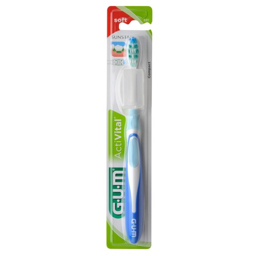 Gum ActiVital Compact Soft Toothbrush Μπλε 1 Τεμάχιο, Κωδ 581