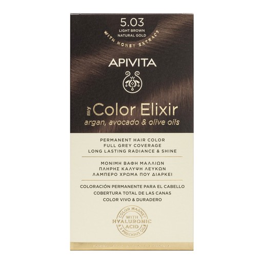 Apivita My Color Elixir Permanent Hair Color 1 Τεμάχιο - 5.03 Καστανό Ανοιχτό Φυσικό Μελί