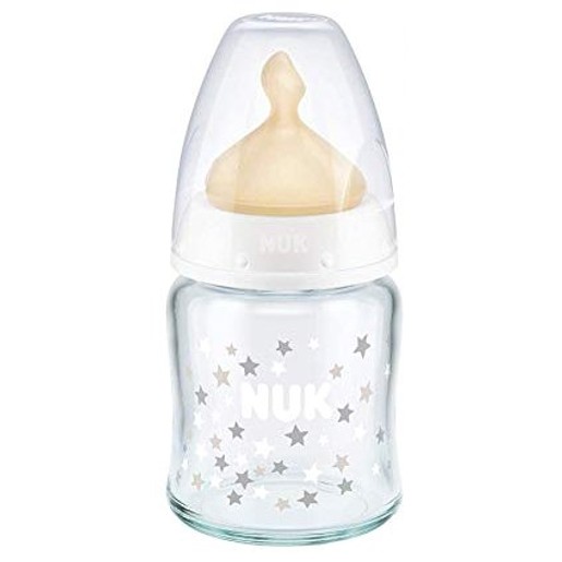 Nuk First Choice Plus Γυάλινο Μπιμπερό με Θηλή Καουτσούκ Μεγέθους 1 (0-6 Μηνών) Medium 120ml Nuk First Choice Plus Γυάλινο Μπιμπερό με Θηλή Καουτσούκ Μεγέθους 1 (0-6 Μηνών) Medium 120ml