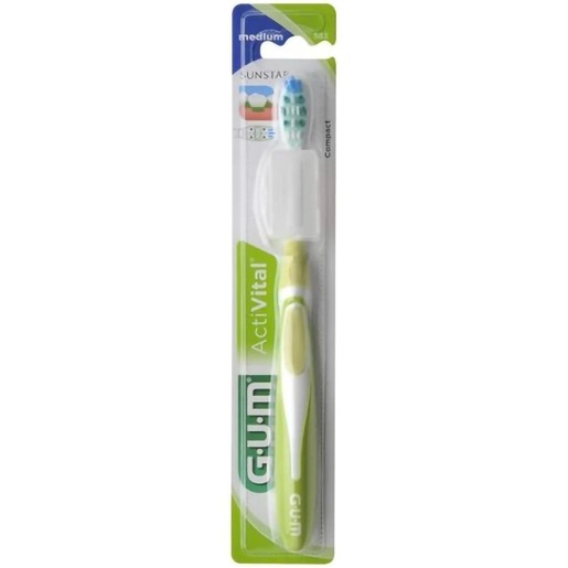Gum ActiVital Compact Medium Toothbrush Πράσινο 1 Τεμάχιο, Κωδ 583