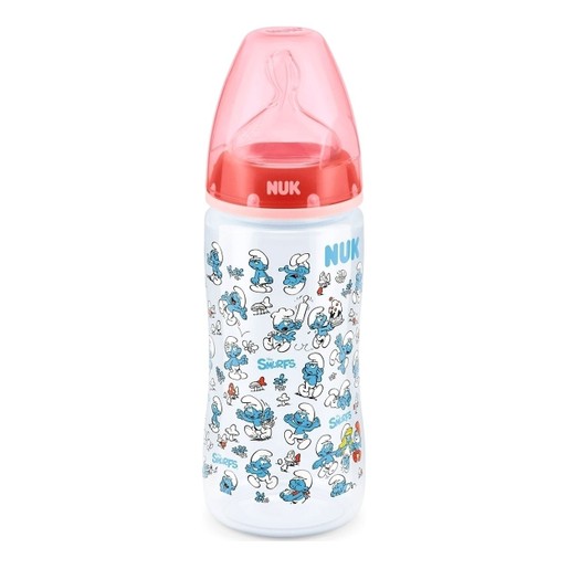Nuk First Choice Smurfs Πλαστικό Μπιμπερό με Θηλή Σιλικόνης Μεγέθους 2 (6-18 Μηνών) Medium 300ml Nuk First Choice Smurfs Πλαστικό Μπιμπερό με Θηλή Σιλικόνης Μεγέθους 2 (6-18 Μηνών) Medium 300ml