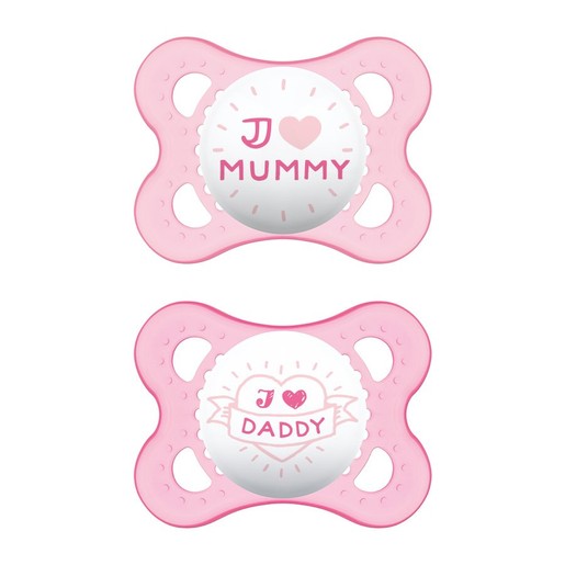 Mam I Love Mummy & Daddy 2-6m 2 Τεμάχια, Κωδ 115S - Ροζ / Ροζ