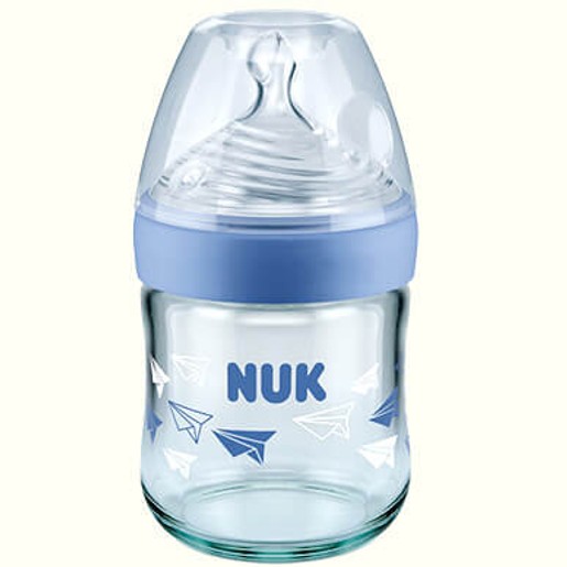 Nuk Nature Sense Γυάλινο Μπιμπερό με Θηλή Σιλικόνης Μεγέθους 1 (0-6 Μηνών) Small Οπή 120ml Nuk Nature Sense Γυάλινο Μπιμπερό με Θηλή Σιλικόνης Μεγέθους 1 (0-6 Μηνών) Small Οπή 120ml