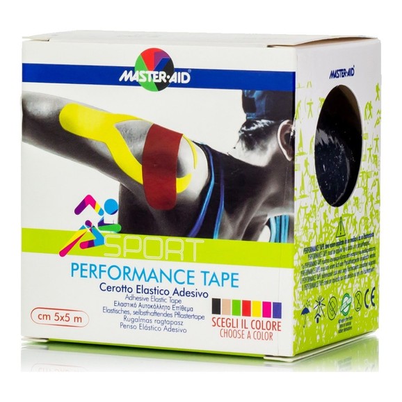 Master Aid Sport Performance Kinesio Adhesive Elastic Tape Μαύρο 5mx5cm 1 Τεμάχιο
