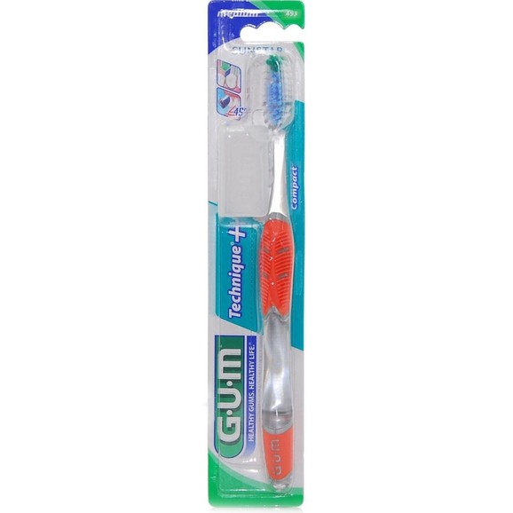 Gum Technique+ Compact Medium Toothbrush 1 Τεμάχιο, Κωδ 493 - Πορτοκαλί