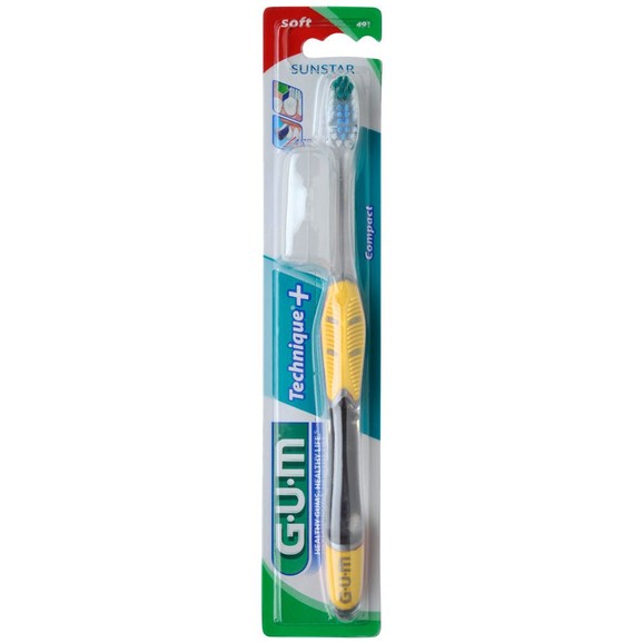 Gum Technique+ Compact Soft Οδοντόβουρτσα με Θήκη Προστασίας (491) - Κίτρινο