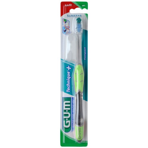 Gum Technique+ Compact Soft Οδοντόβουρτσα με Θήκη Προστασίας (491) - Πράσινο