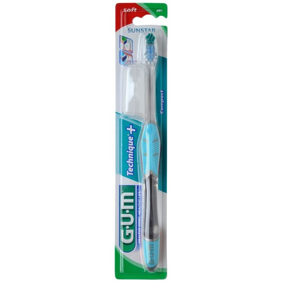 Gum Technique+ Compact Soft Οδοντόβουρτσα με Θήκη Προστασίας (491) - Γαλάζιο