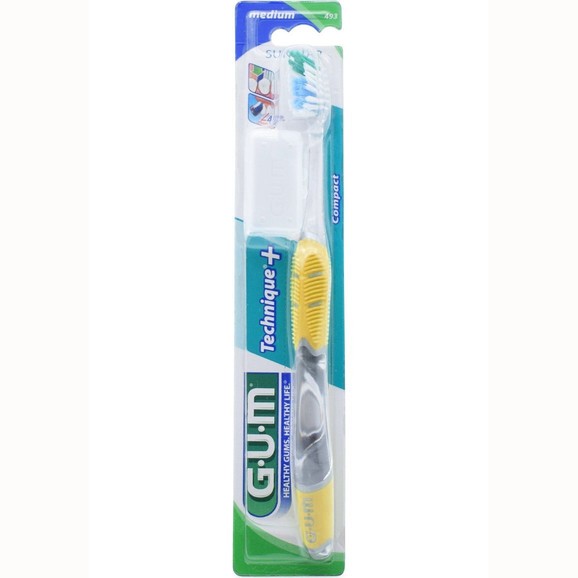 Gum Technique+ Compact Medium Toothbrush 1 Τεμάχιο, Κωδ 493 - Κίτρινο