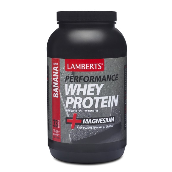 Lamberts Performance Whey Protein Powder Magnesium 1000g - Banana Lamberts Performance Whey Protein Powder Magnesium 1000g - Banana
