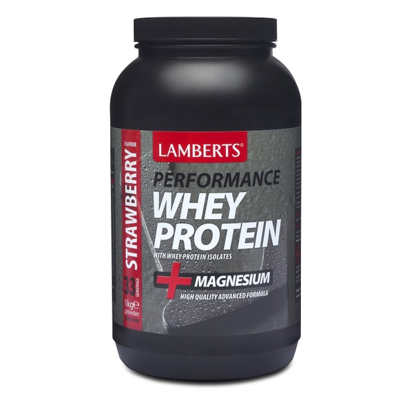 Lamberts Performance Whey Protein Powder Magnesium 1000g - Strawberry Lamberts Performance Whey Protein Powder Magnesium 1000g - Strawberry