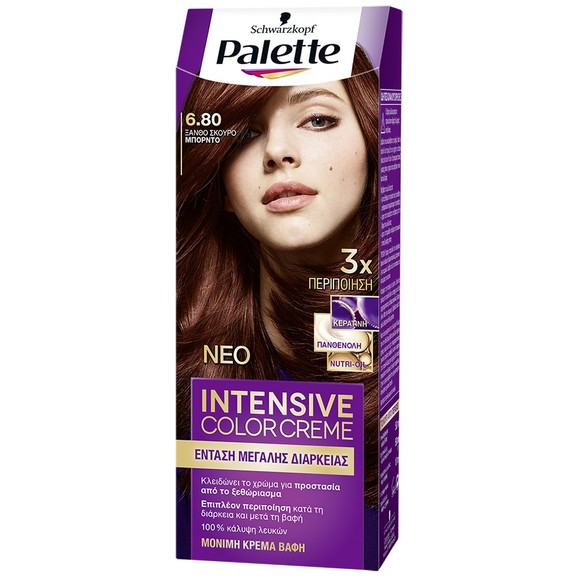 Schwarzkopf Palette Intensive Hair Color Creme Kit 1 Τεμάχιο - 6.80 Ξανθό Σκούρο Μπορντό