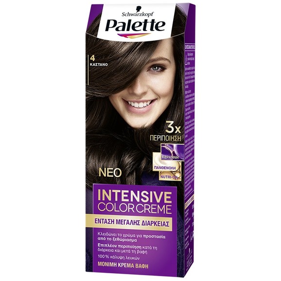 Schwarzkopf Palette Intensive Hair Color Creme Kit 1 Τεμάχιο - 4 Καστανό