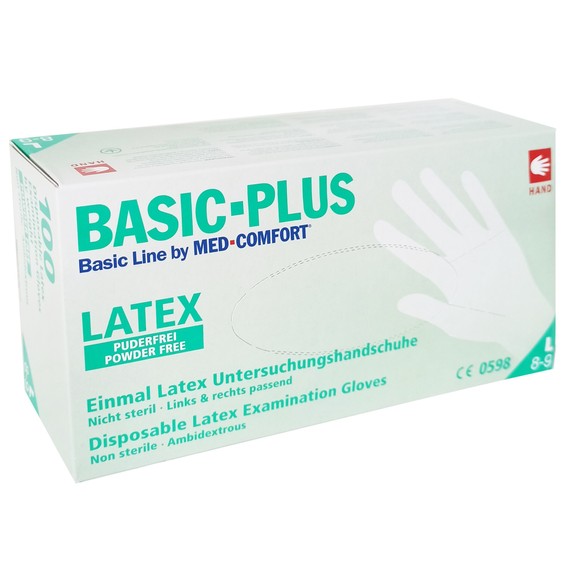 Alfacare Med Comfort Basic-Plus Disposable Latex Examination Gloves Powder Free 100 Τεμάχια - Large