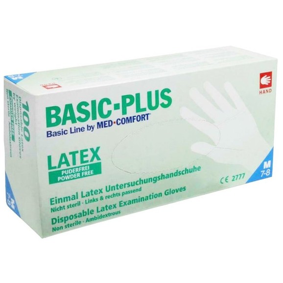 Alfacare Med Comfort Basic-Plus Disposable Latex Examination Gloves Powder Free 100 Τεμάχια - Medium