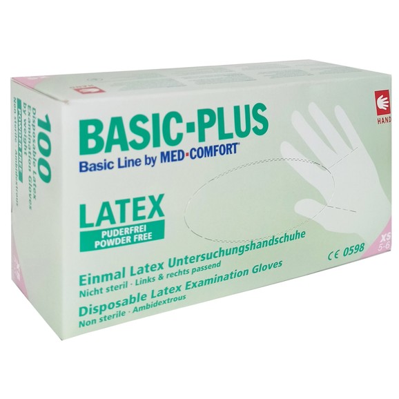 Alfacare Med Comfort Basic-Plus Disposable Latex Examination Gloves Powder Free 100 Τεμάχια - XSmall