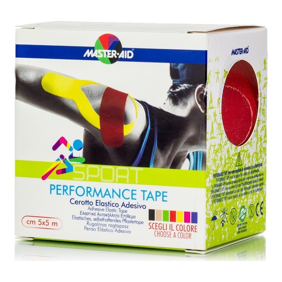 Master Aid Sport Performance Kinesio Adhesive Elastic Tape Κόκκινο 5mx5cm 1 Τεμάχιο
