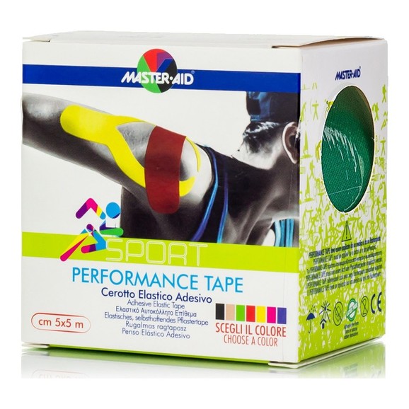 Master Aid Sport Performance Kinesio Adhesive Elastic Tape Πράσινο 5mx5cm 1 Τεμάχιο