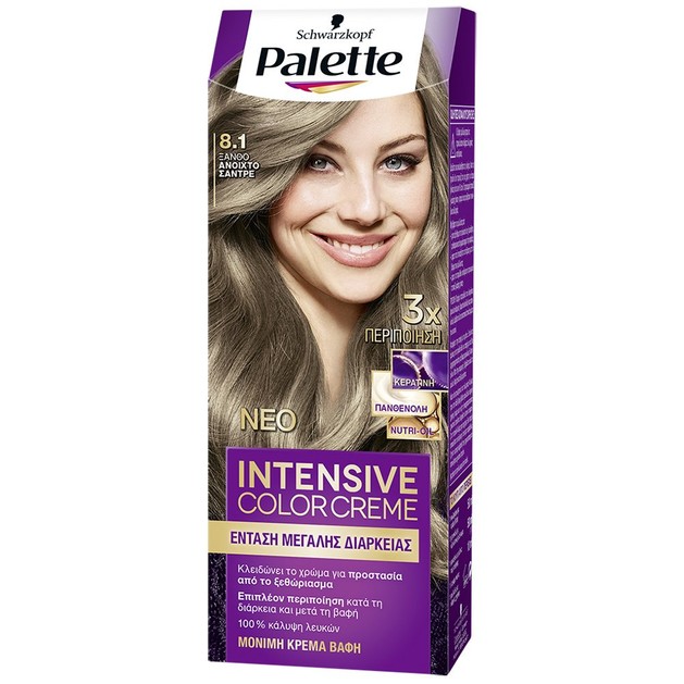 Schwarzkopf Palette Intensive Hair Color Creme Kit 1 Τεμάχιο - 8.1 Ξανθό Ανοιχτό Σαντρέ Schwarzkopf Palette Intensive Hair Color Creme Kit 1 Τεμάχιο - 8.1 Ξανθό Ανοιχτό Σαντρέ