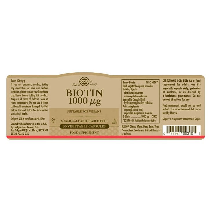 SOLGAR - Biotin 1000μg - 50caps