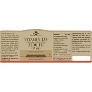 Solgar Vitamin D3 2200IU, 100caps