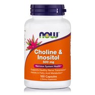 Now Foods Choline & Inositol 500mg Хранителна добавка за правилен метаболизъм на мазнини и холестерол 100 Caps