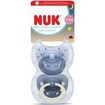 Nuk First Choice Classic Day & Night Silicone Soother 6-18m 2 Τεμάχια - Μπλε - Γκρι