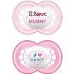 Mam I Love Mummy & Daddy Silicone Soother 6-16m Ροζ - Ροζ 2 Τεμάχια, Κωδ 170S