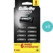 Σετ Gillette Mach 3 Charcoal Replacement Razors 24 Τεμάχια (3x8 Τεμάχια)