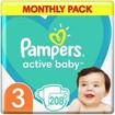 Pampers Active Baby Monthly Pack Νο3 (6-10 kg) 208 πάνες
