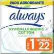 Always Cotton Protection Normal Σερβιέτες με Φτερά & Κάλυμμα από 100% Οργανικό Βαμβάκι για Κανονική Ροή 22 Pads Always Cotton Protection Normal Σερβιέτες με Φτερά & Κάλυμμα από 100% Οργανικό Βαμβάκι για Κανονική Ροή 22 Pads