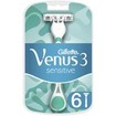 Gillette Venus 3 Sensitive Γυναικεία Ξυραφάκια μιας Χρήσης, με 3 Λεπίδες που Αγκαλιάζουν τις Καμπύλες σας 4+2 Δώρο