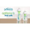 Dr. Brown’s Μπιμπερό Γυάλινο Options+ Anti-colic με Φαρδύ Λαιμό 0m+, 2x150ml