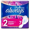 Always Platinum Sanitary Towels with Comfort Lock Wings Size 2, 7 Τεμάχια